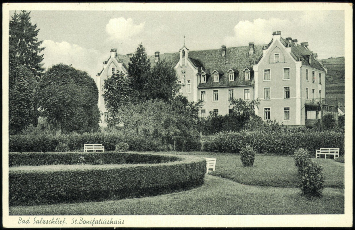 vergrößern: Bildseite historische Ansichtskarte von 1961: St. Bonifatiushaus:: Bad Salzschlirf