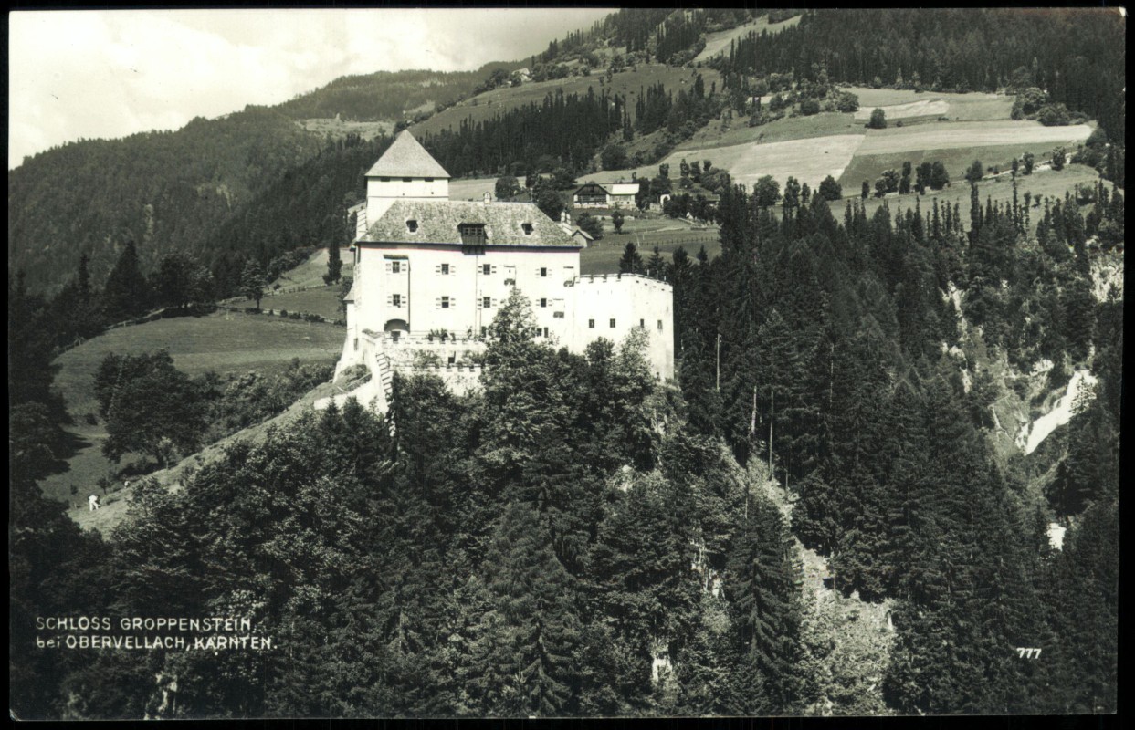 vergrößern: Bildseite historische Ansichtskarte von 1930: Burg Groppenstein - Fotokarte:: Obervellach