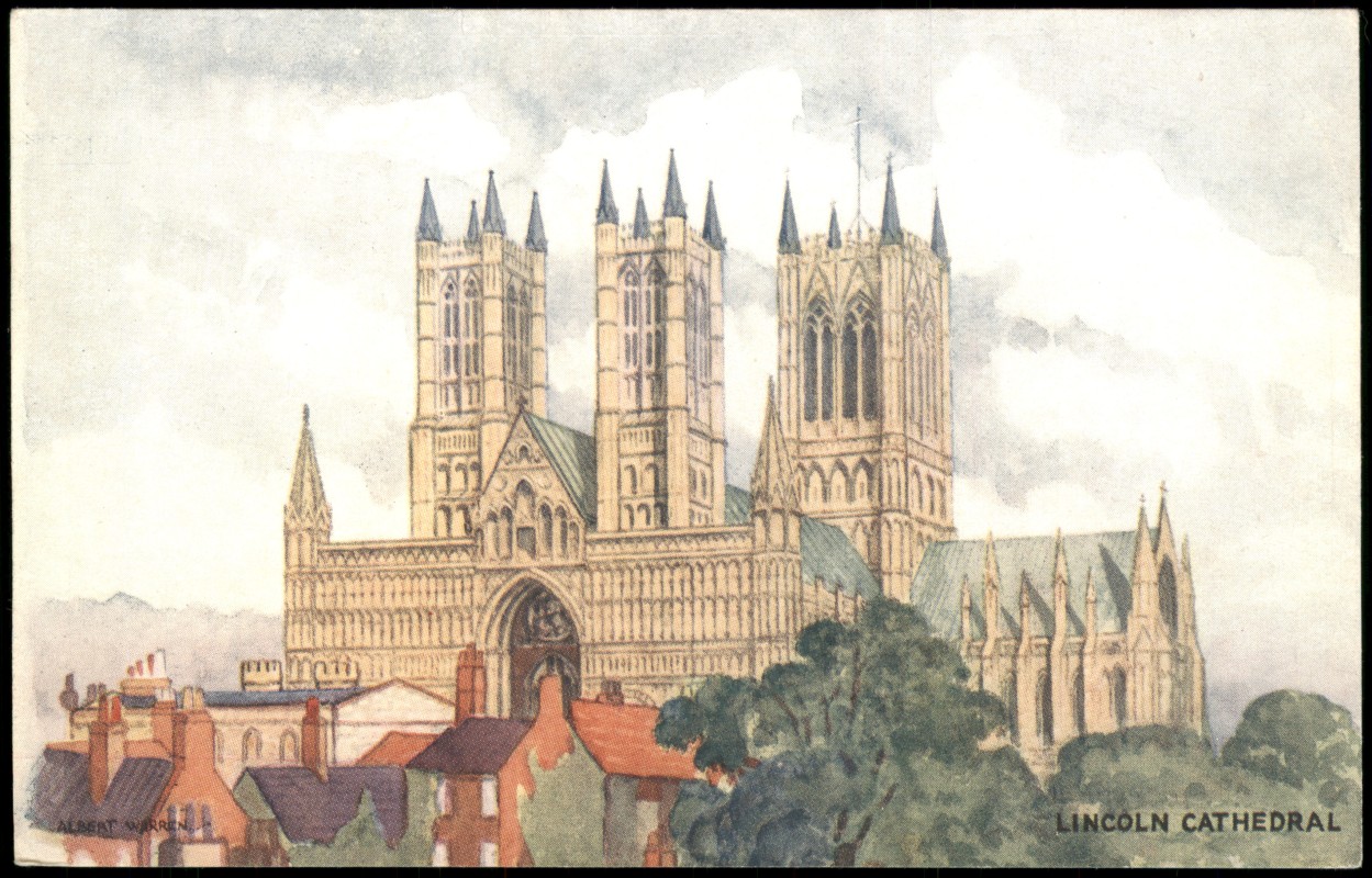 zoom: Image side vintage Postcard from 1930: Cathedral Künstlerkarte:: Lincoln