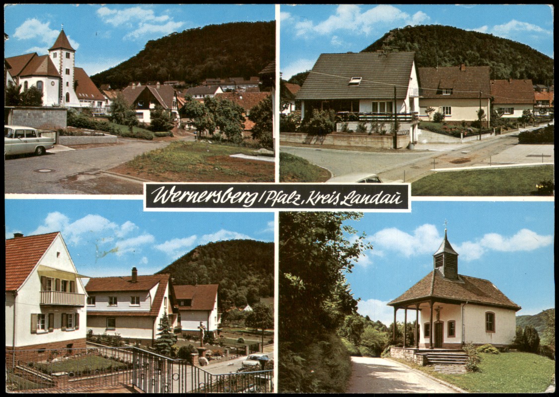 vergrößern: Bildseite historische Ansichtskarte von 1988: Mehrbildkarte mit St. Wendelinus Kapelle:: Wernersberg