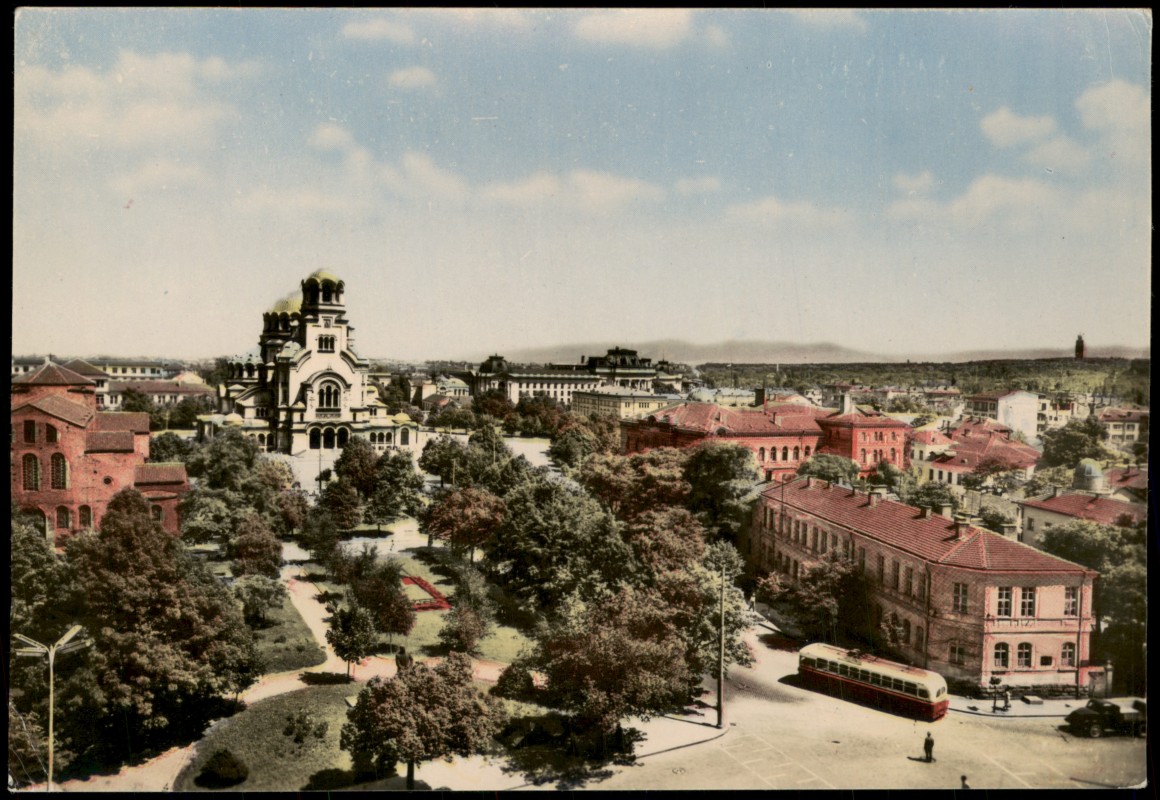 zoom: Image side vintage Postcard from 1960: Stadt-Teilansicht City View:: Sofia