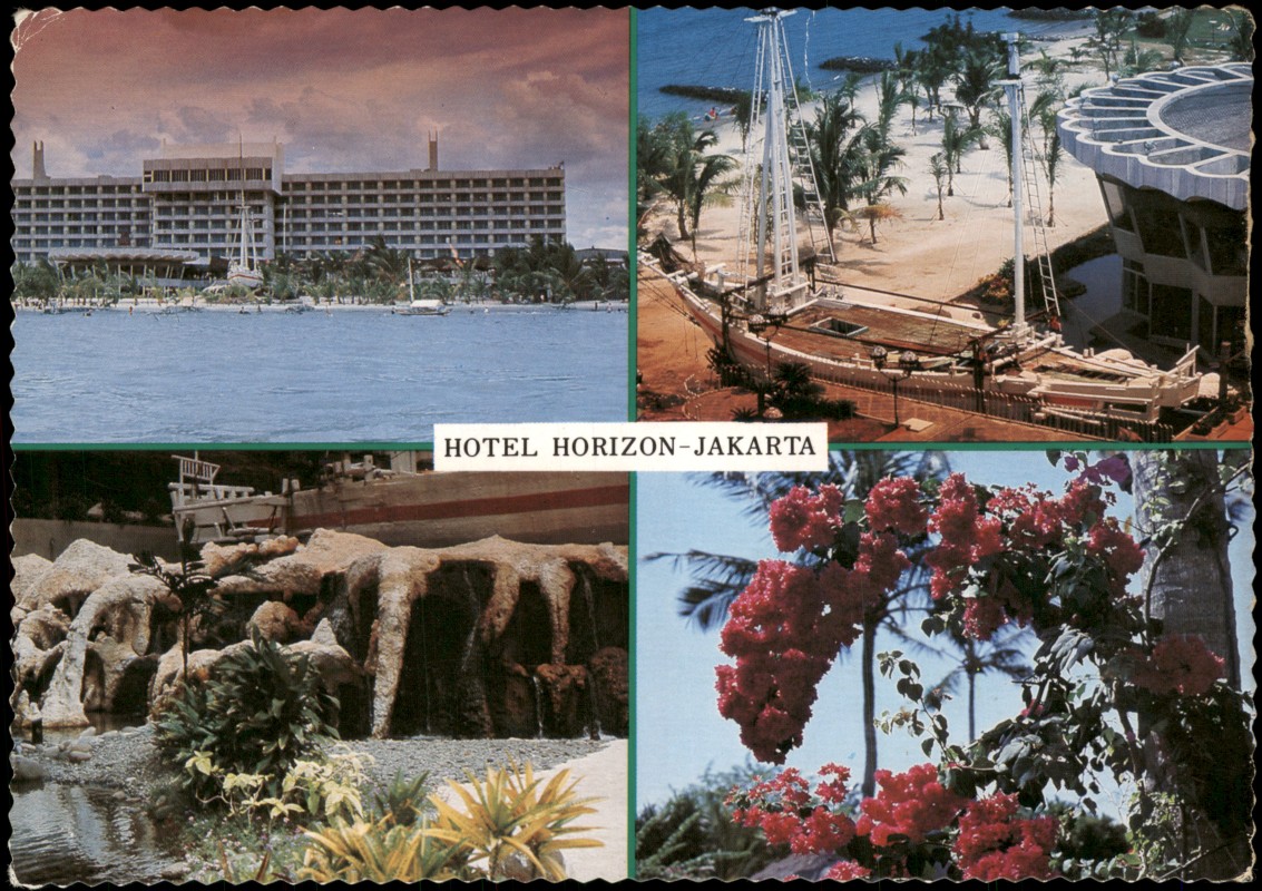 zoom: Image side vintage Postcard from 1970: Mehrbildkarte Indonesien Asien HOTEL HORIZON-JAKARTA:: Djakarta | Batavia