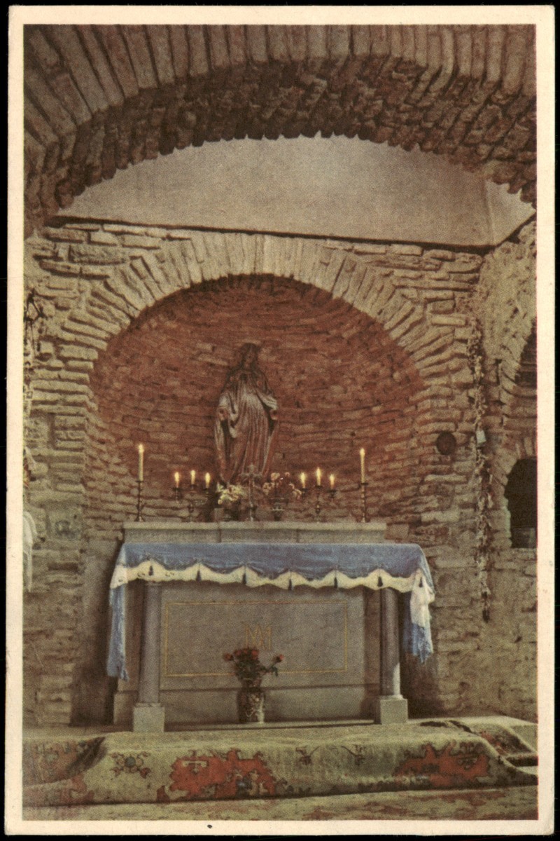 zoom: Image side vintage Postcard from 1958: Haus der Mutter Maria (Meryemana Evi), Innenansicht:: Ephesus-Selçuk