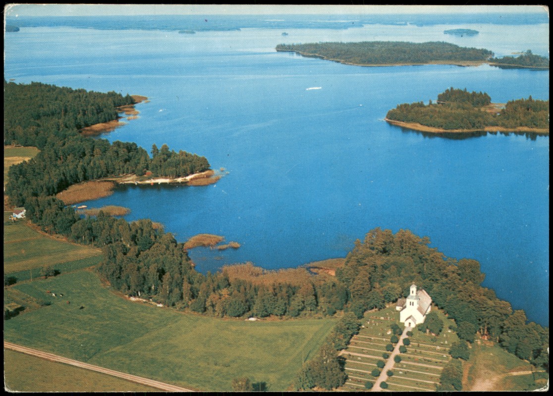zoom: Image side vintage Postcard from 1973: Kirche am See Bolmen:: Odensjö