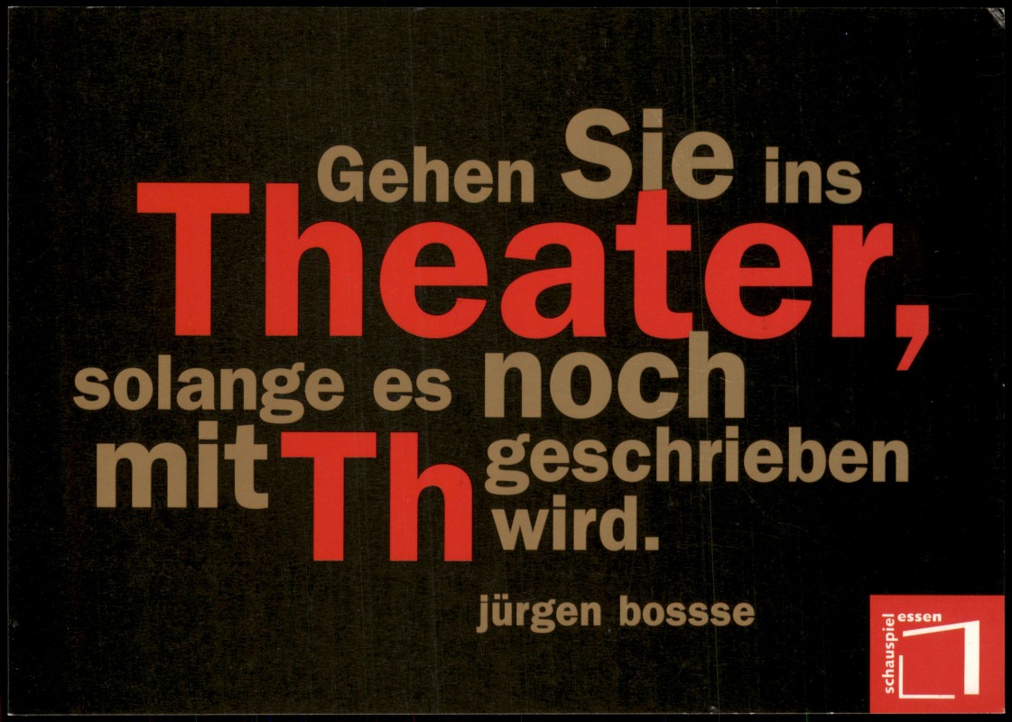 zoom: Image side vintage Postcard from 2000: Werbekarte Schauspiel Essen, Grillotheater:: Essen (Ruhr)