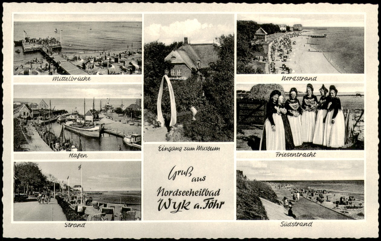 zoom: Image side vintage Postcard from 1958: Ansichten aus dem Nordseeheilbad:: Föhr-Amrum