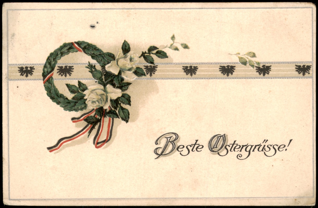 zoom: Image side vintage Postcard from 1910: Ostergruß mit Rosenkranz, Kaiserreich::