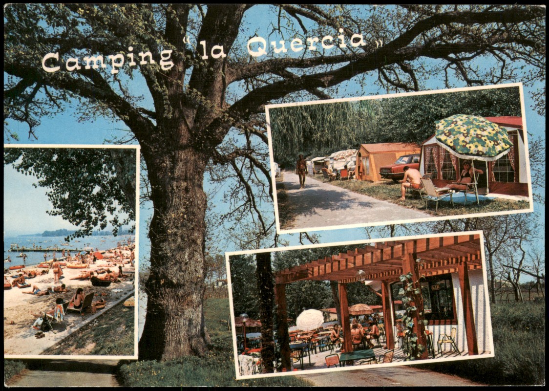 zoom: Image side vintage Postcard from 1973: Campingplatz La Quercia am Gardasee, Mehrbildansicht:: Lazise