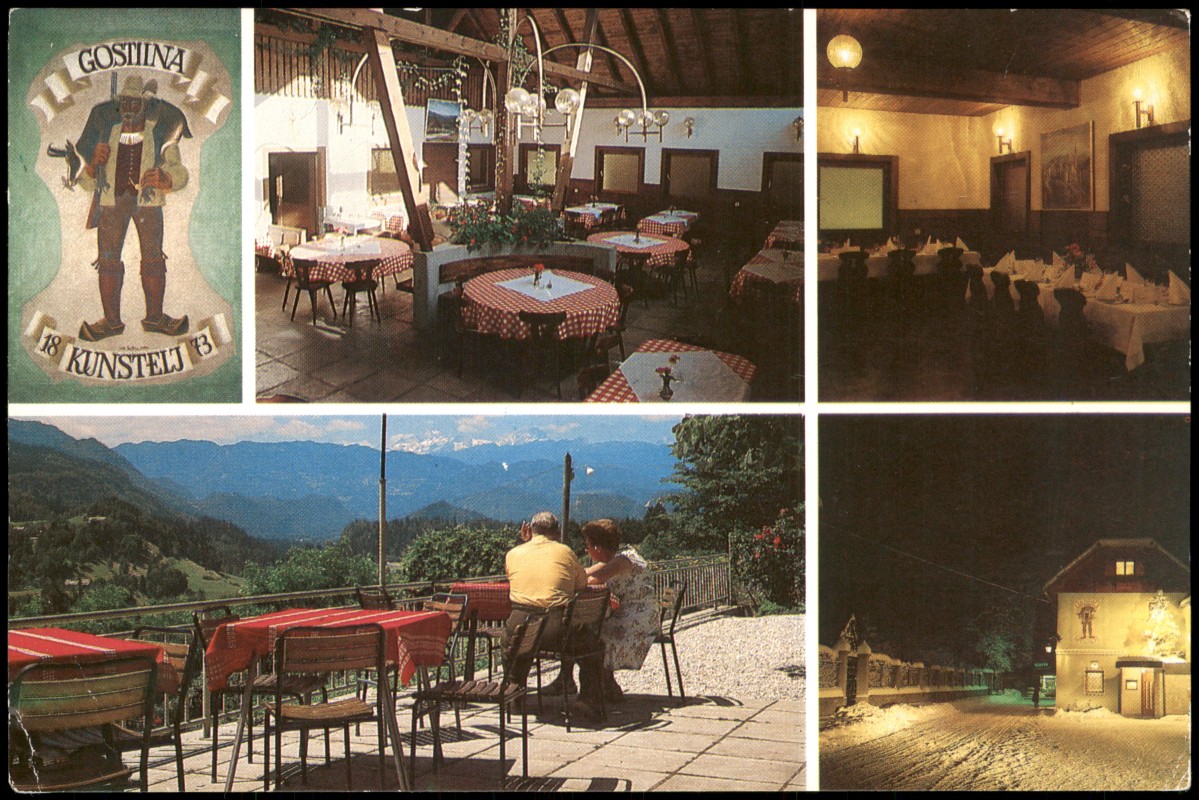 zoom: Image side vintage Postcard from 1980: Mehrbildansicht Gostilna Kunstelj:: Radovljica