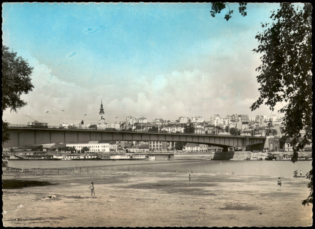zoom: Image side vintage Postcard from 1960: БЕОГРАД Нови мост Brücke Beograd:: Belgrade