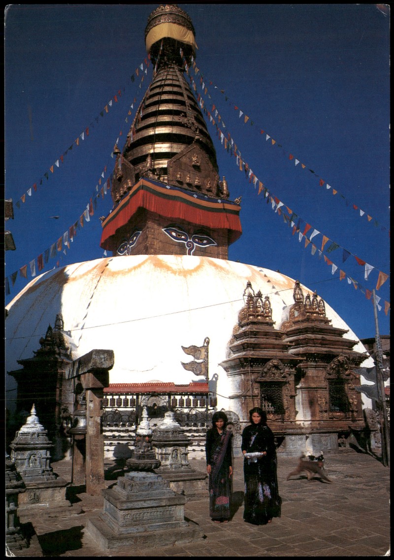 zoom: Image side vintage Postcard from 2000: SWAYAMBHU-NATH (KATHMANDU):: Nepal Allgemein-