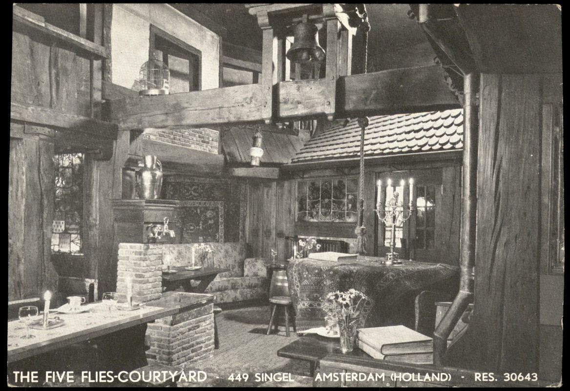zoom: Image side vintage Postcard from 1960: Restaurant ROMANTIC GRILL WITH OLD DUTCH INTERIORS:: Amsterdam