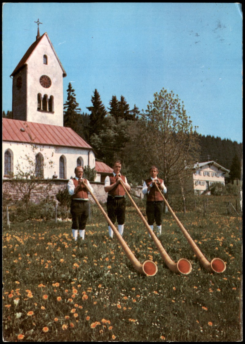zoom: Image side vintage Postcard from 1977: Musik & Musikanten: Diepolzer Alphornbläser:: Diepholz