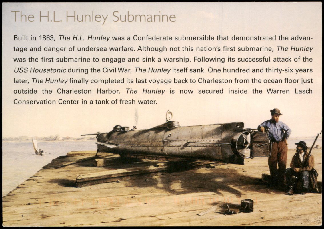 zoom: Image side vintage Postcard from 2012: The H.L. Hunley Submarine (U-Boot USA Amerika):: Charleston