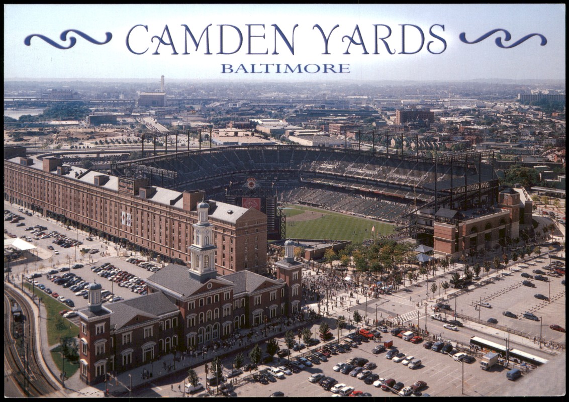 zoom: Image side vintage Postcard from 2000: CAMDEN YARDS Stadium Stadion Aerial View:: Baltimore