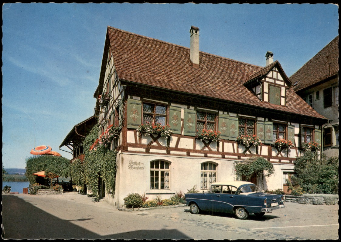 zoom: Image side vintage Postcard from 1969: Gasthof Waaghaus und Drachenburg:: Gottlieben