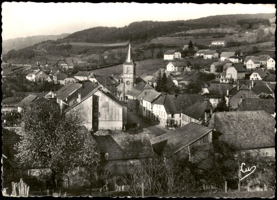 zoom: Image side vintage Postcard from 1964: Ortsansicht mit Kirche in den Vogesen:: Saint-Blaise-la-Roche