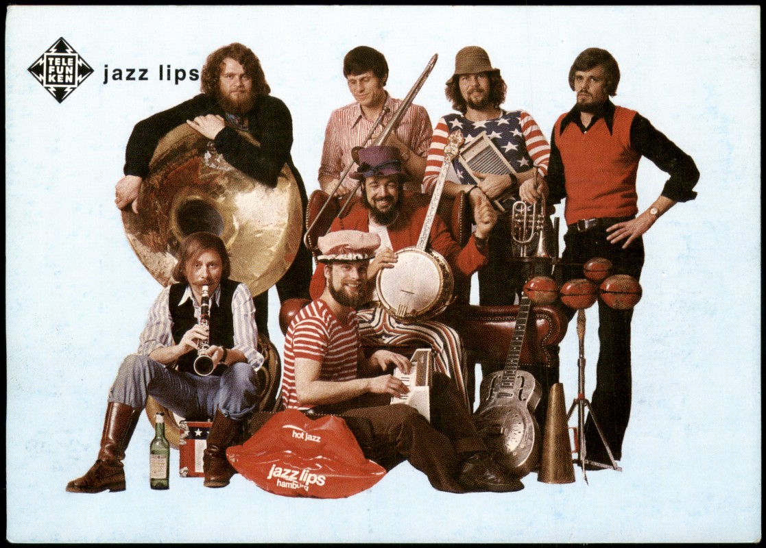 vergrößern: Bildseite historische Ansichtskarte von 1975: Jazzband
