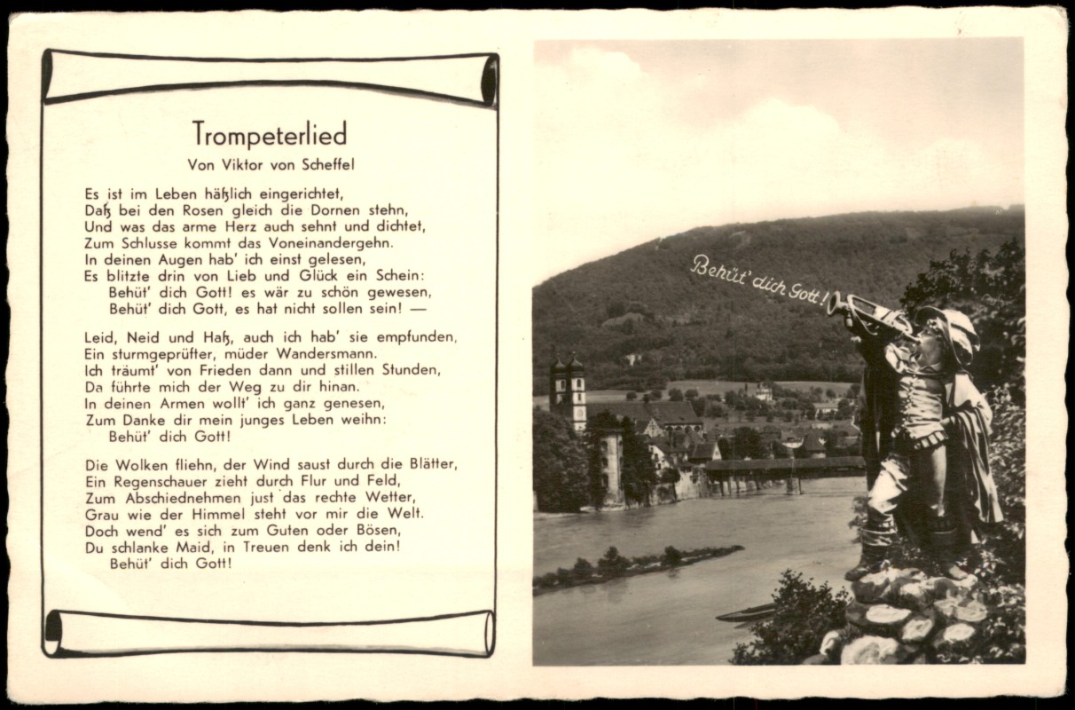 zoom: Image side vintage Postcard from 1950: Trompeter von Säckingen TrompeterliedVon Viktor von Scheffel:: Bad Säckingen