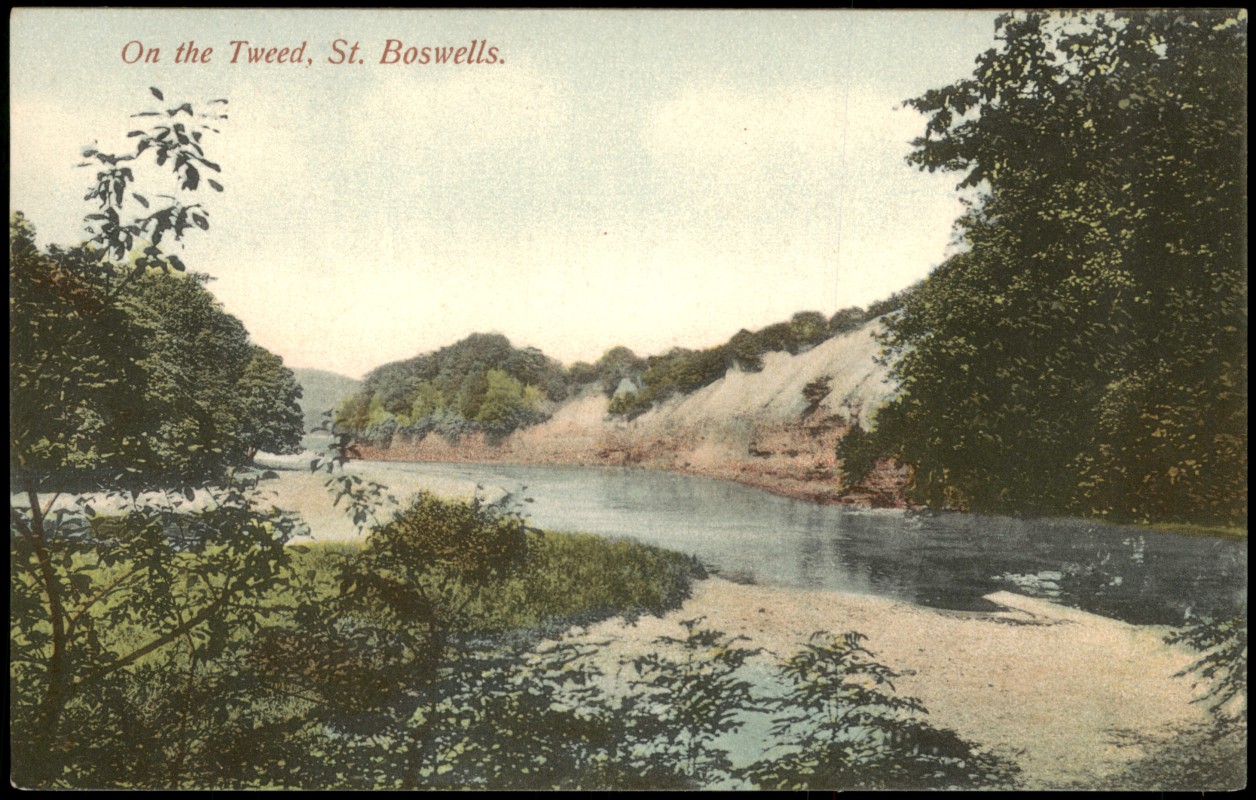 zoom: Image side vintage Postcard from 1910: On the Tweed, St. Boswells, Scotland:: Schottland