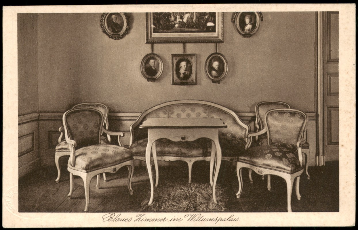 zoom: Image side vintage Postcard from 1920: Blaues Zimmer im Wittumspalais:: Weimar