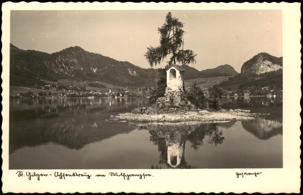 zoom: Image side vintage Postcard from 1938: Ochsenkreuz im Wolfgangsee:: St. Gilgen