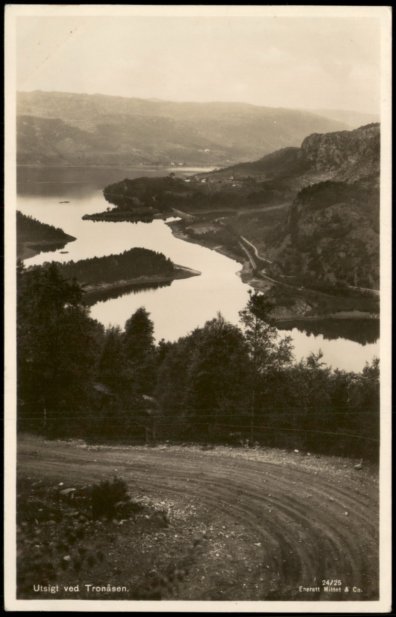 zoom: Image side vintage Postcard from 1930: Utsigt ved Tronåsen Norway Panorama Landscape:: Norge