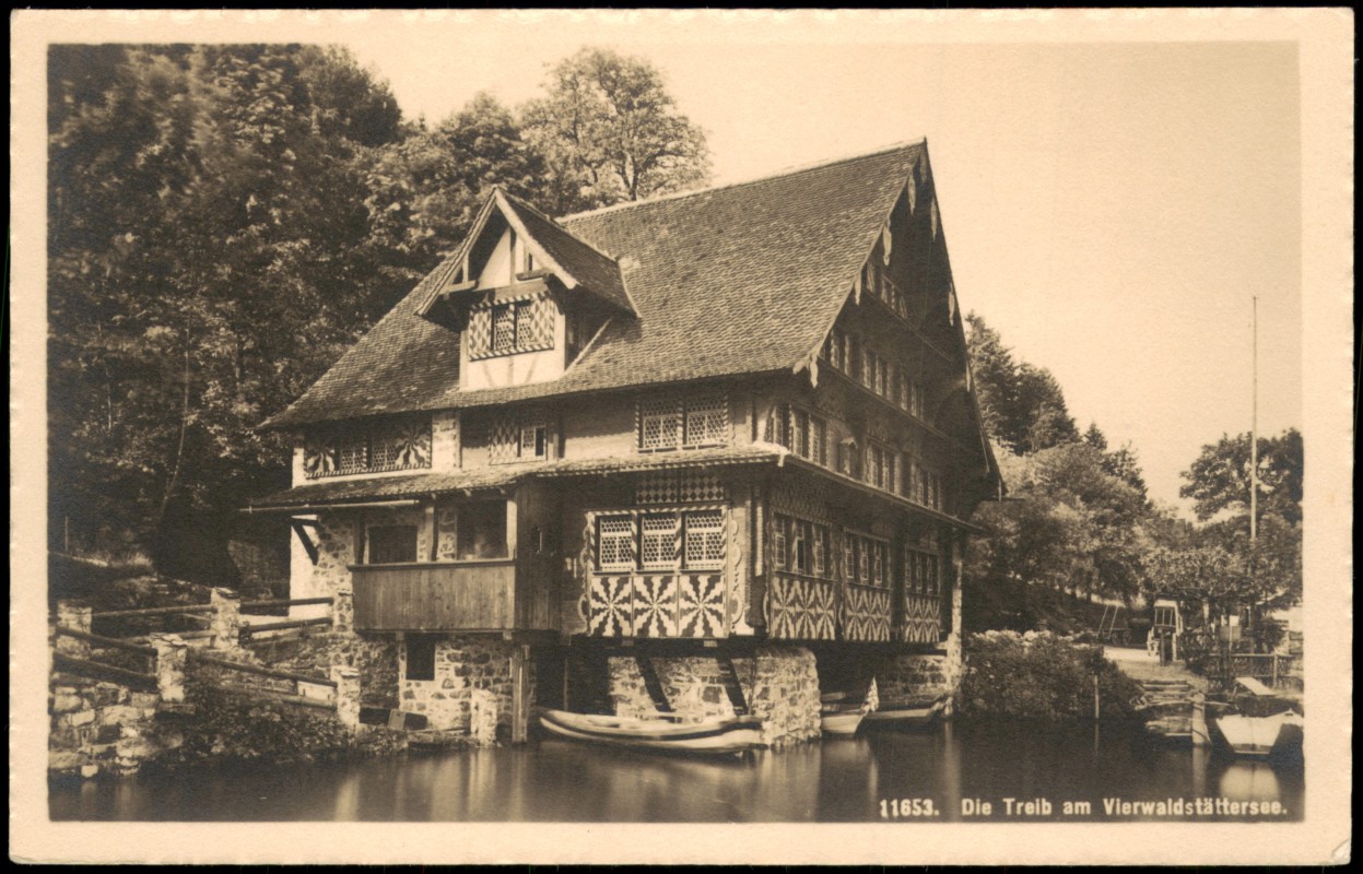 zoom: Image side vintage Postcard from 1920: Die Treib am Vierwaldstättersee:: Lucerne