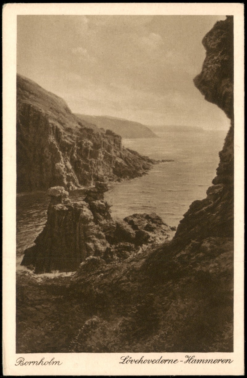 zoom: Image side vintage Postcard from 1920: Lovehovederne-Hammeren Umlandansicht Küste:: Bornholm