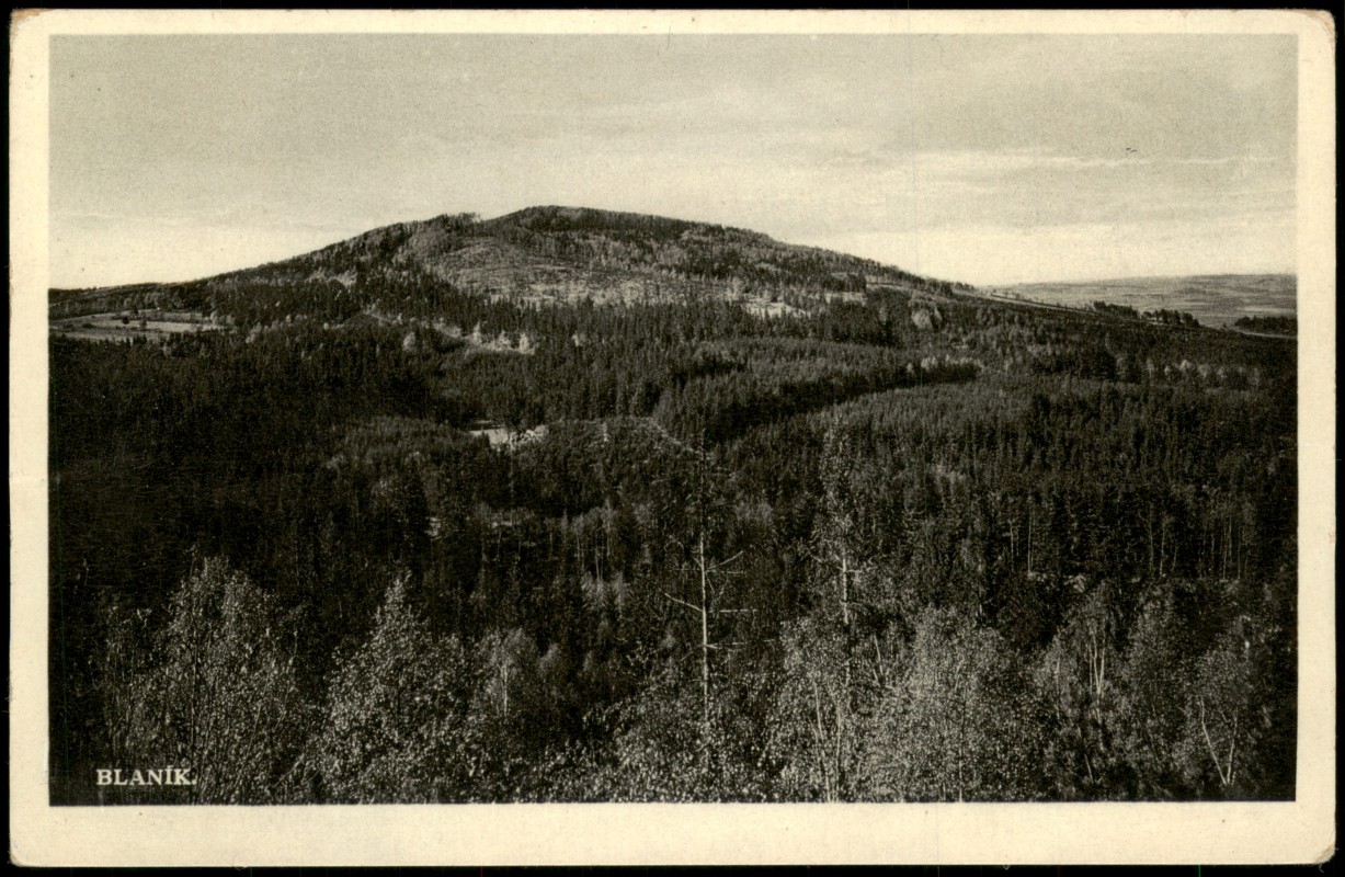 vergrößern: Bildseite historische Ansichtskarte von 1936: Berg Blaník:: Louňovice pod Blaníkem