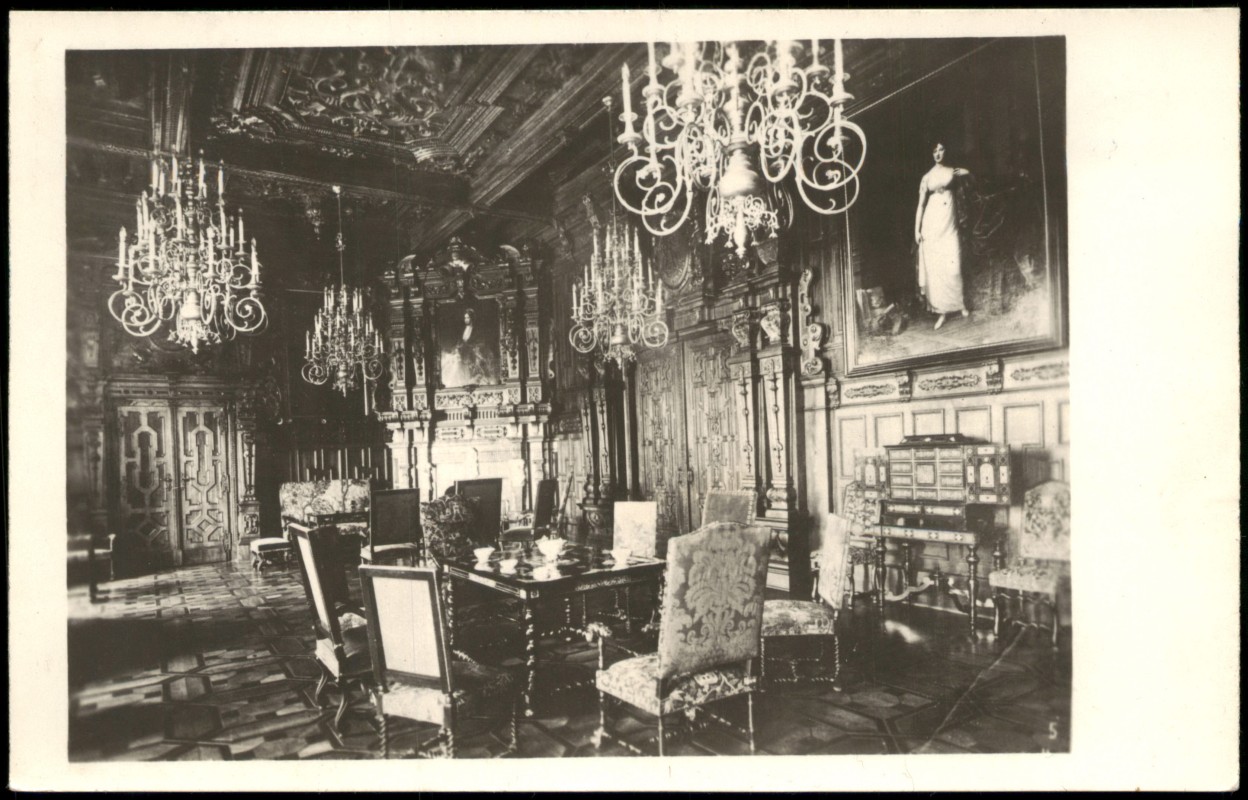 zoom: Image side vintage Postcard from 1940: Hluboká - Přijímací sál:: Hluboka nad Vltavou