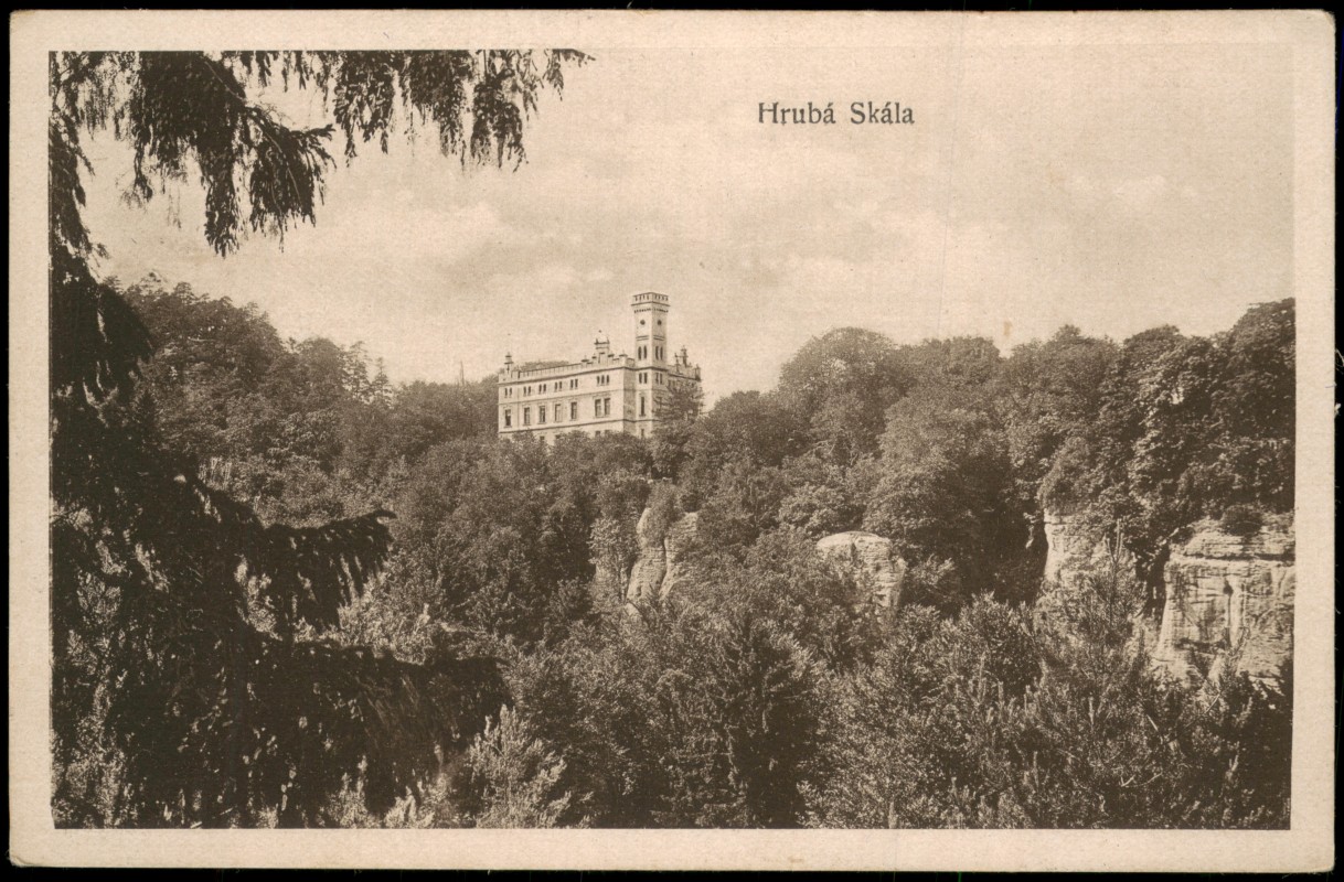 vergrößern: Bildseite historische Ansichtskarte von 1910: Panorama-Ansicht (Schloss, Burg, Villa):: Groß Skal