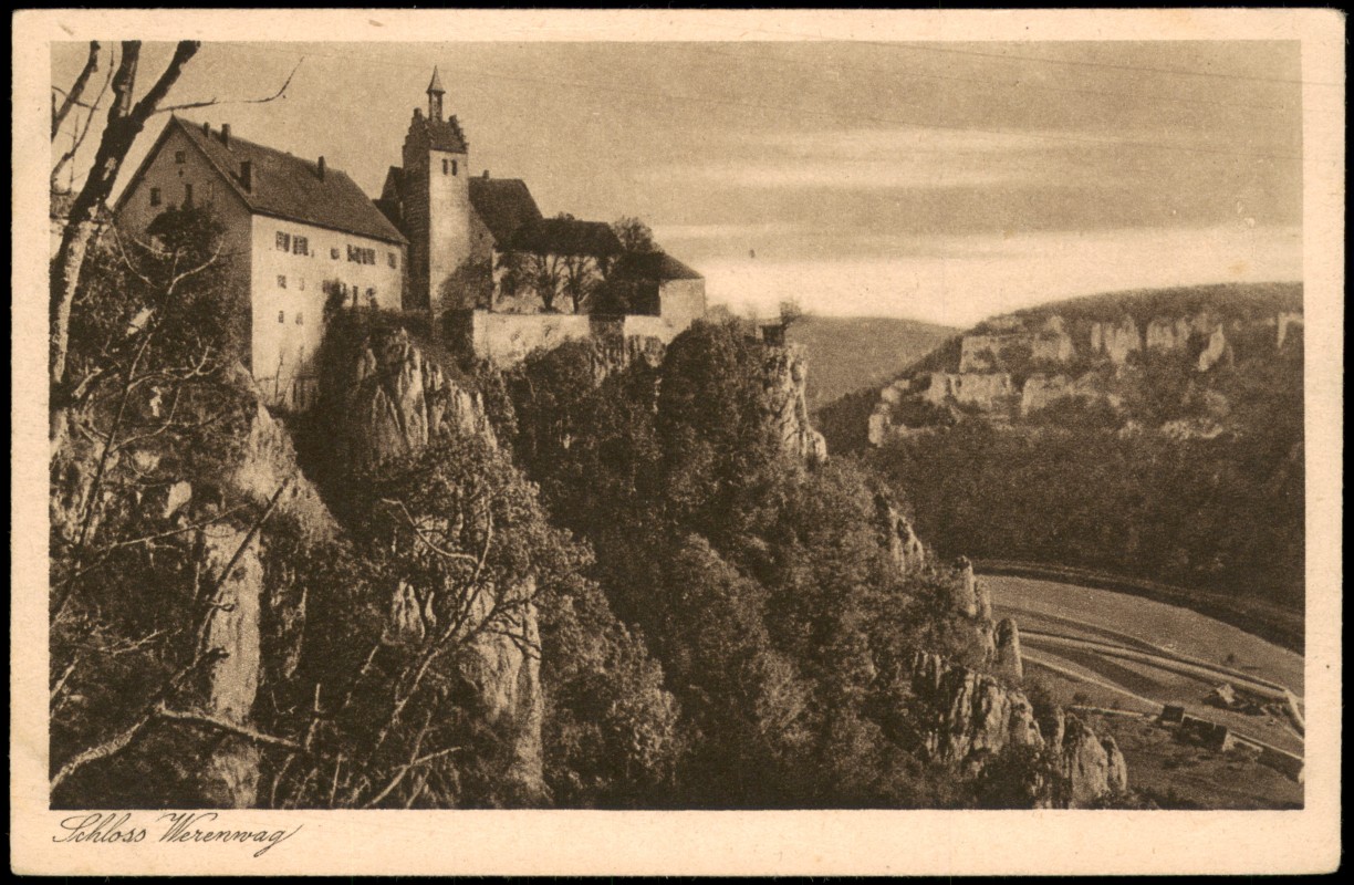 zoom: Image side vintage Postcard from 1930: Schloss Werenwag im Donautal:: Beuron