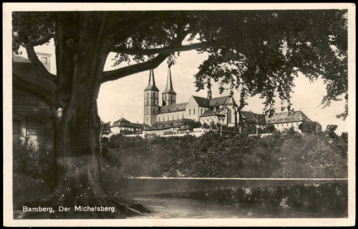vergrößern: Bildseite historische Ansichtskarte von 1930: Kloster Michelsberg:: Bamberg