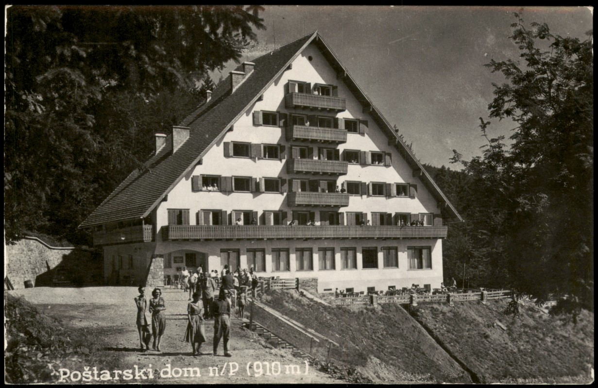 zoom: Image side vintage Postcard from 1954: Poštarski dom na Pohorju (910 m):: Maribor