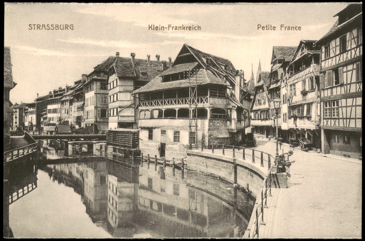 zoom: Image side vintage Postcard from 1910: Klein-Frankreich (Petite France), Straßburg:: Strasbourg
