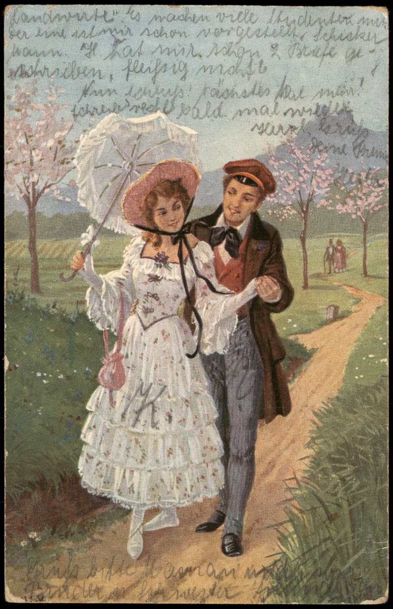 zoom: Image side vintage Postcard from 1923: Wenn die Heckenrosen blüh