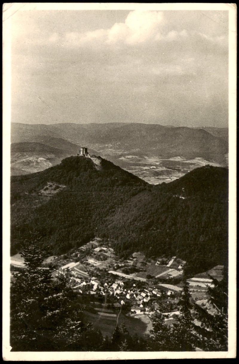 vergrößern: Bildseite historische Ansichtskarte von 1962: Burg Trifels bei Annweiler:: Annweiler am Trifels