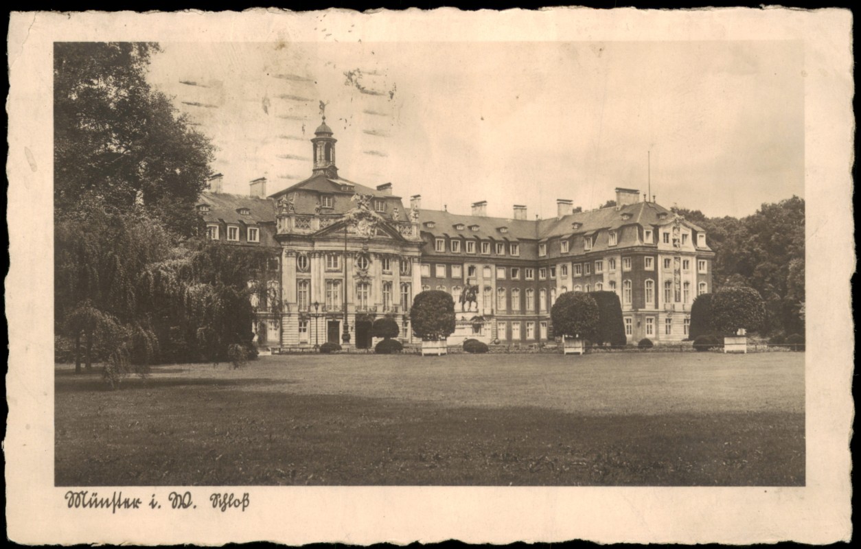zoom: Image side vintage Postcard from 1912: Fürstbischöfliches Schloss:: Münster (Westphalia)