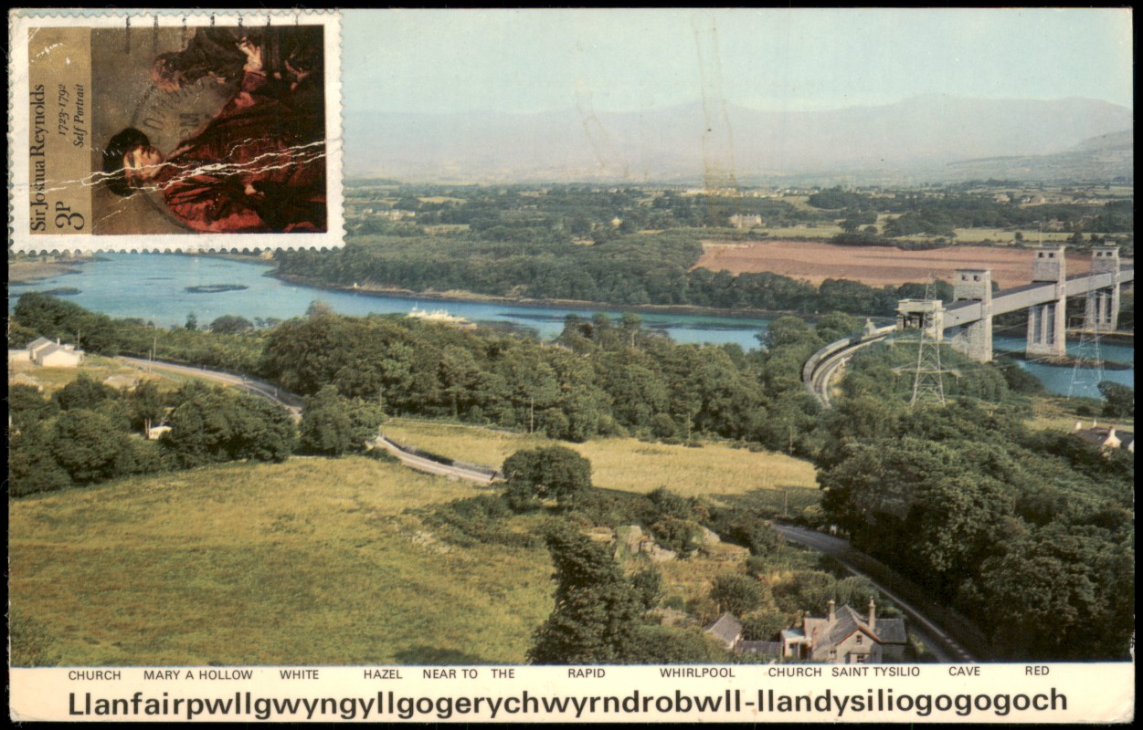zoom: Image side vintage Postcard from 1975: Menai Straits and Bridges:: Anglesey