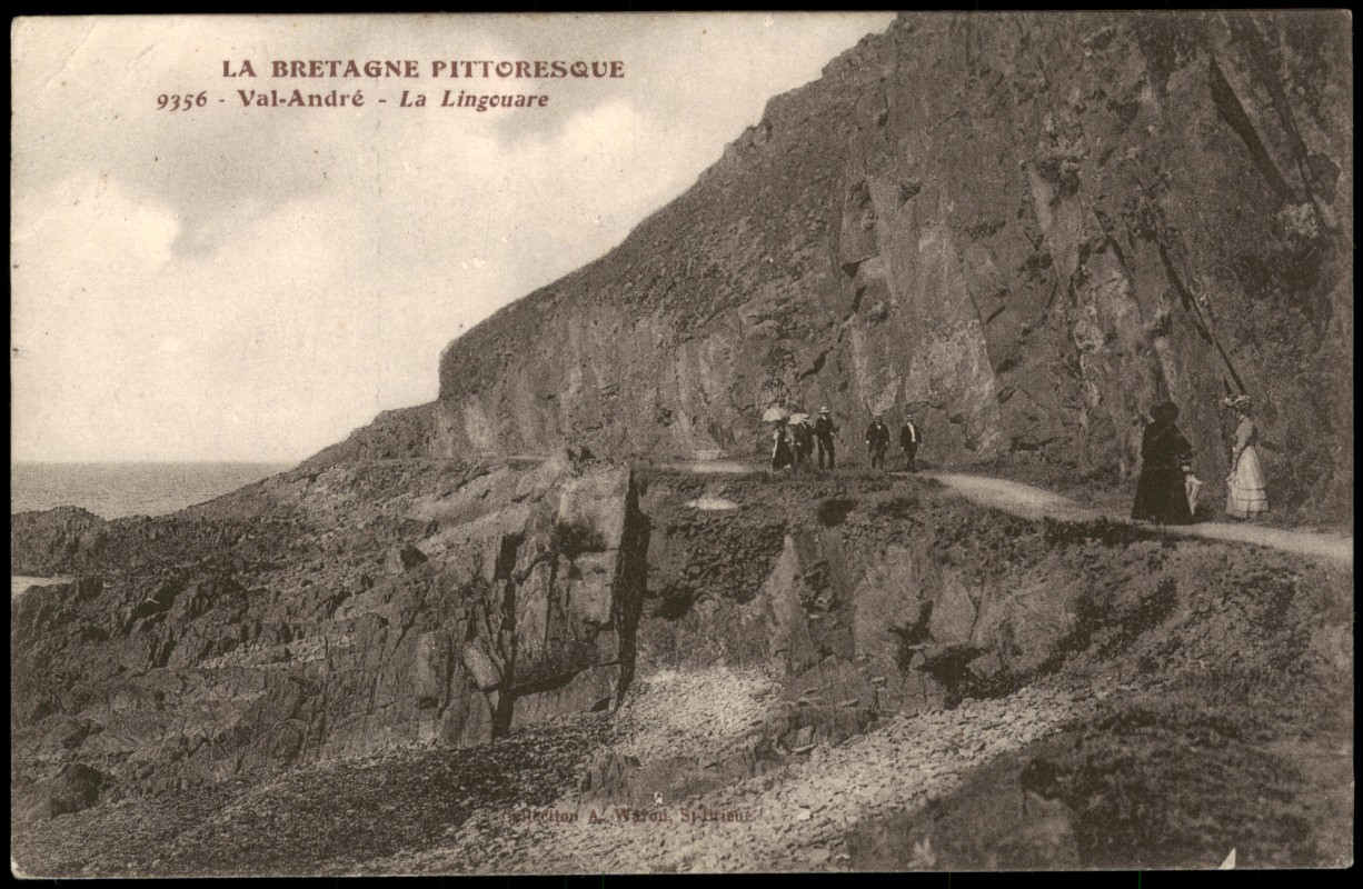 zoom: Image side vintage Postcard from 1912: Steilküste La Lingouare bei Val-André:: Pléneuf-Val-André