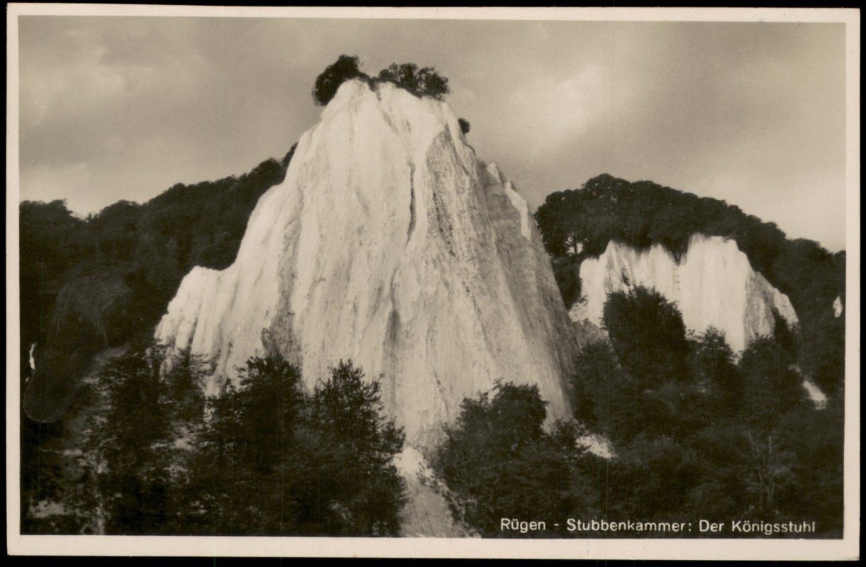 vergrößern: Bildseite historische Ansichtskarte von 1937: Königsstuhl, Stubbenkammer auf Rügen:: Stubbenkammer-Sassnitz Rügen