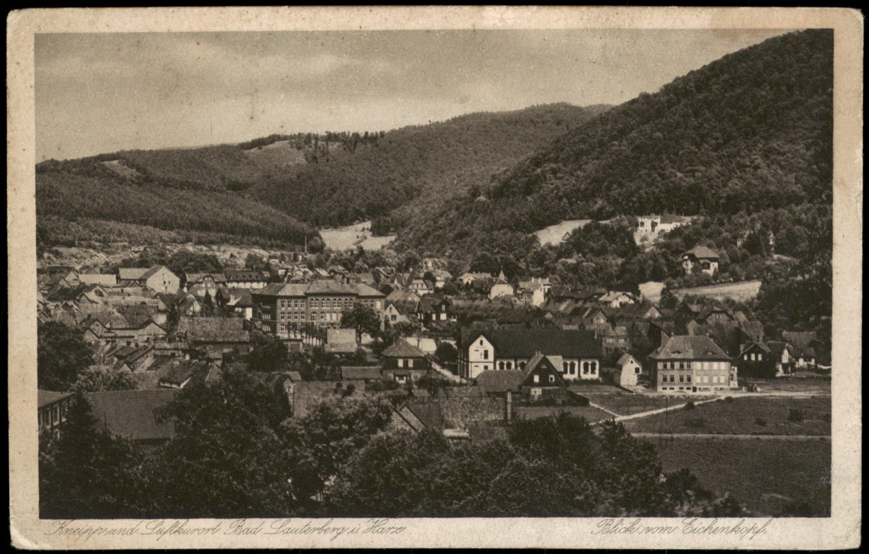 zoom: Image side vintage Postcard from 1930: Blick vom Eichenkopf:: Bad Lauterberg im Harz