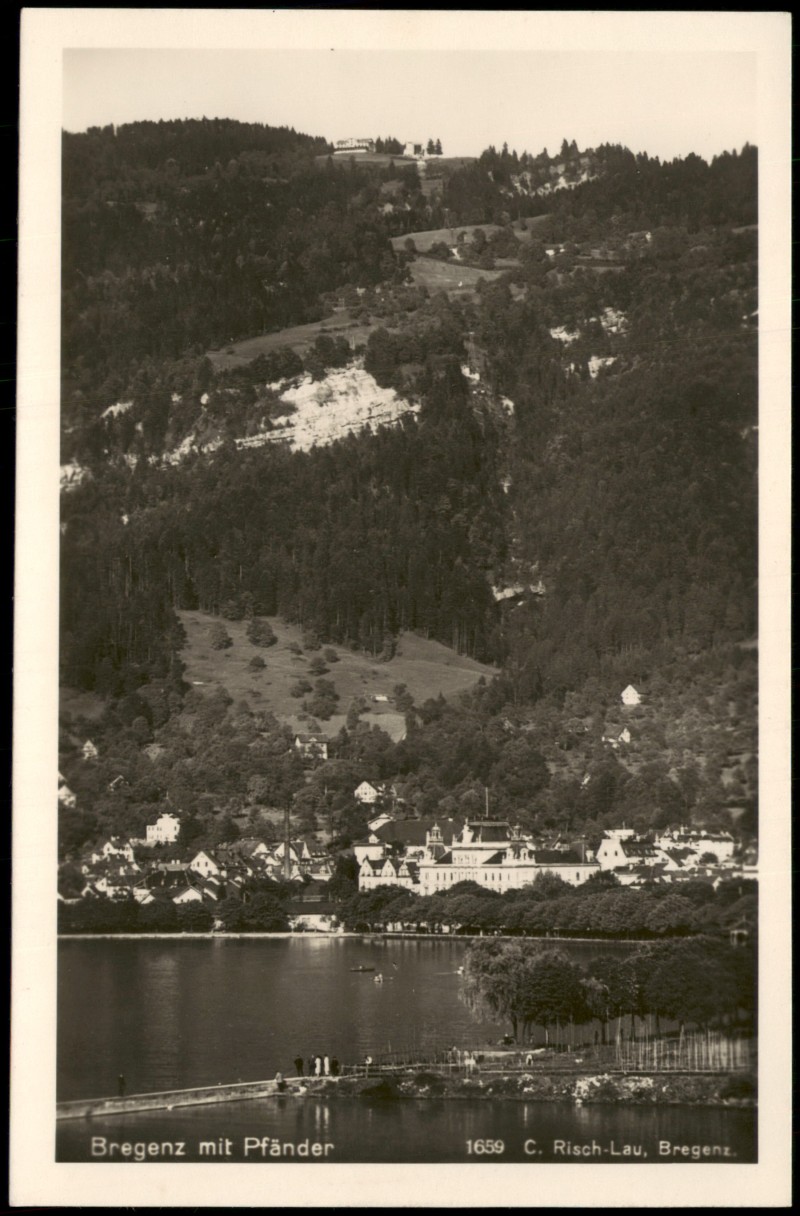 zoom: Image side vintage Postcard from 1935: Blick auf Bregenz mit Pfänder:: Bregenz