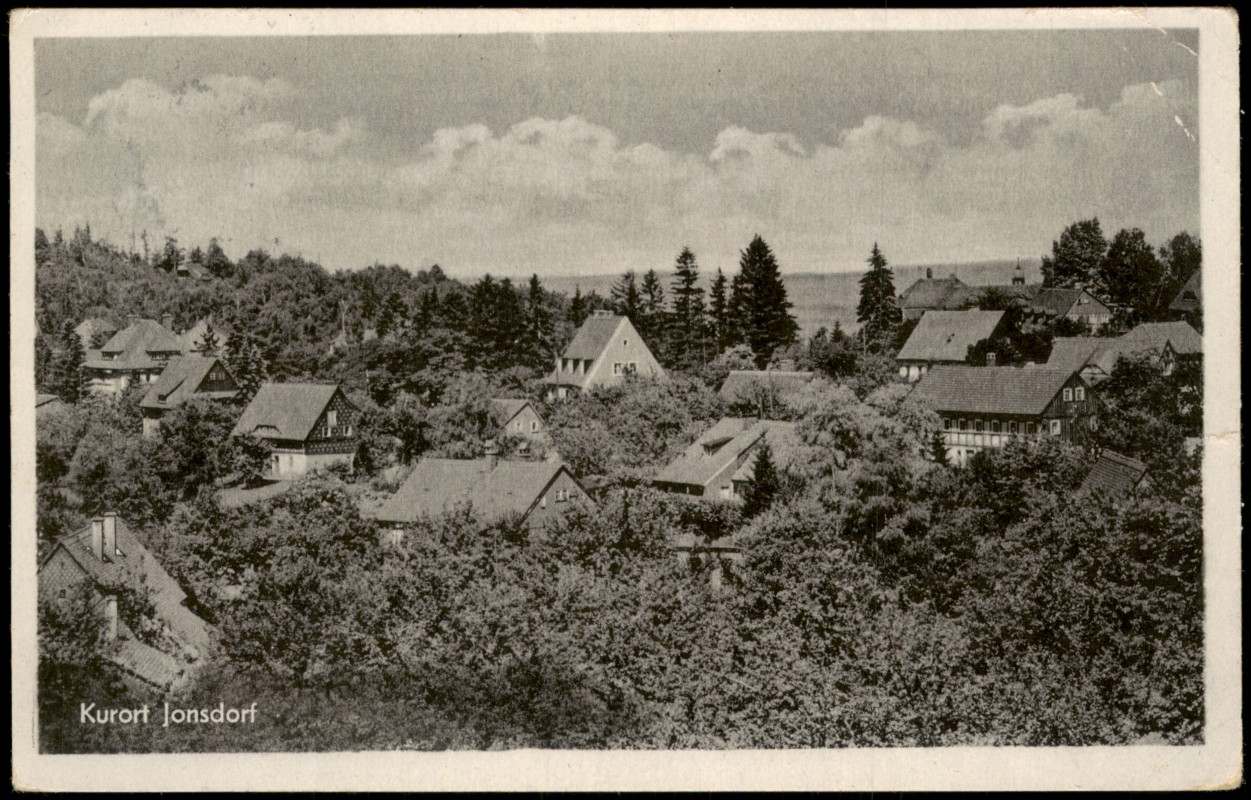 zoom: Image side vintage Postcard from 1956: Panorama-Teilansicht zur DDR-Zeit:: Jonsdorf