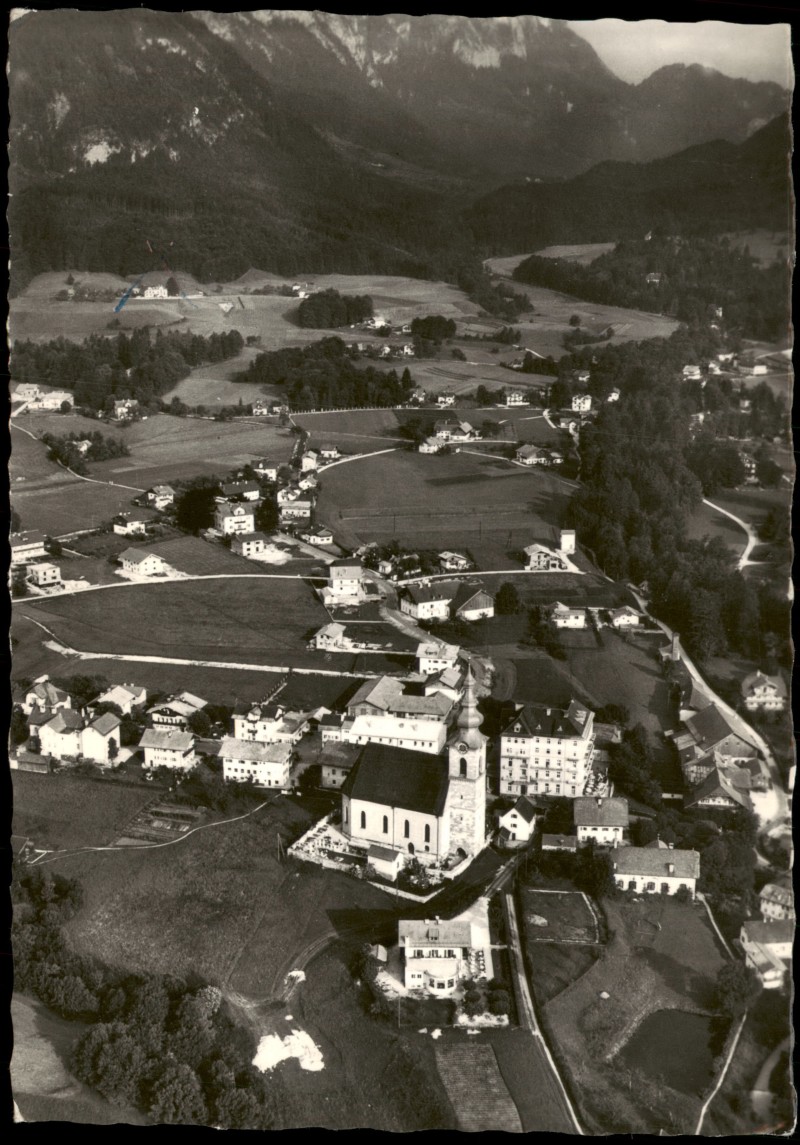 vergrößern: Bildseite historische Ansichtskarte von 1962: Luftbild von Großgmain bei Salzburg:: Großgmain