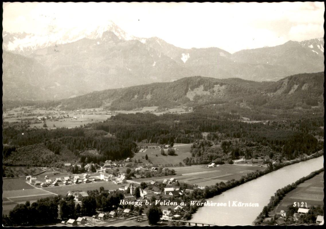 zoom: Image side vintage Postcard from 1966: Ortsansicht Rosegg bei Velden am Wörthersee:: Rosegg