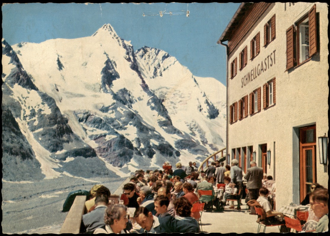 zoom: Image side vintage Postcard from 1960: Schnellgaststätte Franz-Josefs-Höhe mit Großglockner:: Heiligenblut am Großglockner