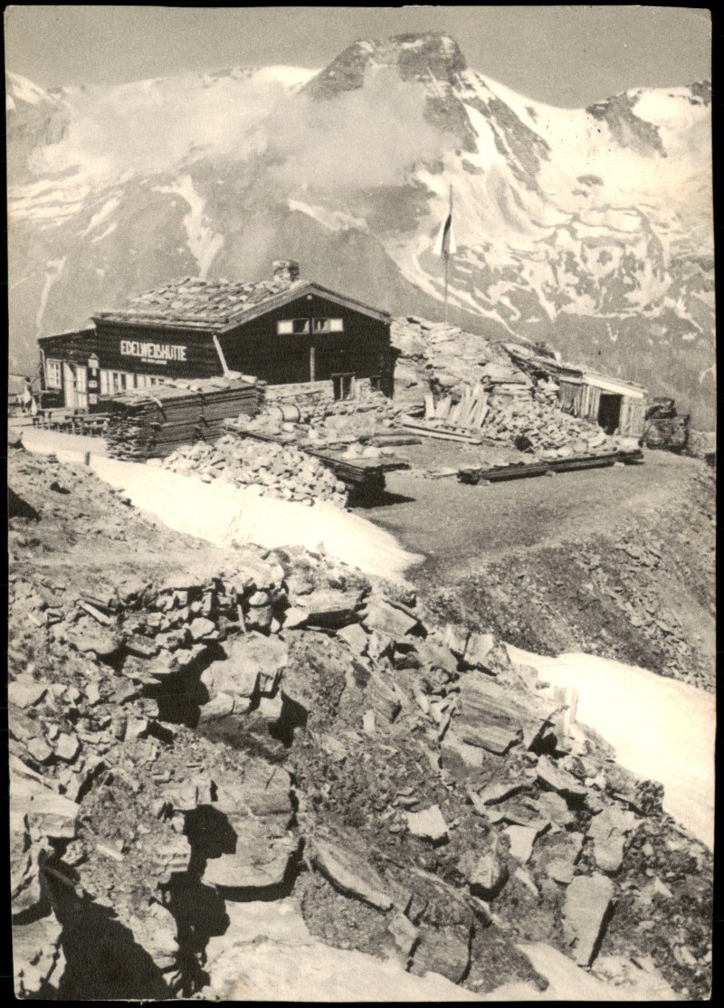 zoom: Image side vintage Postcard from 1955: Edelweißhütte am Großglockner:: Fusch an der Großglocknerstraße