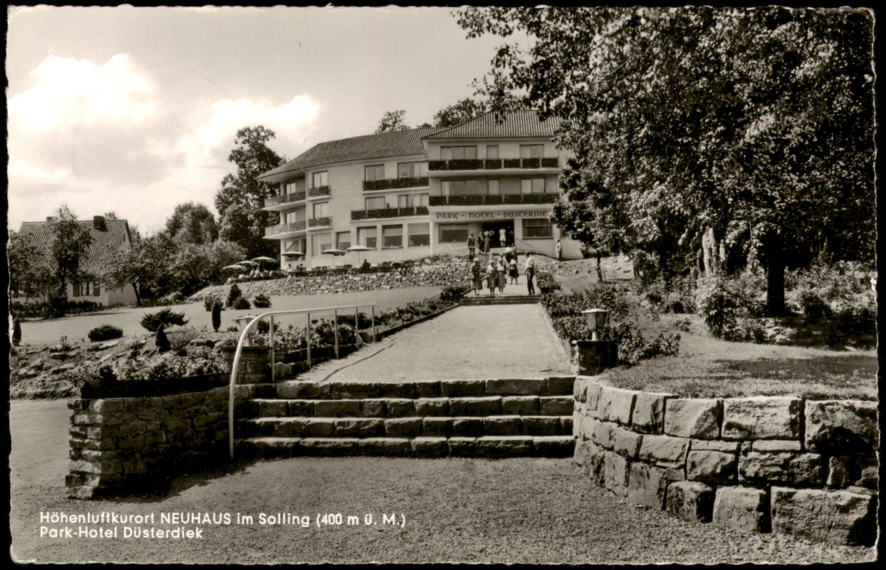 zoom: Image side vintage Postcard from 1959: Park-Hotel Düsterdiek:: Neuhaus im Solling-Holzminden
